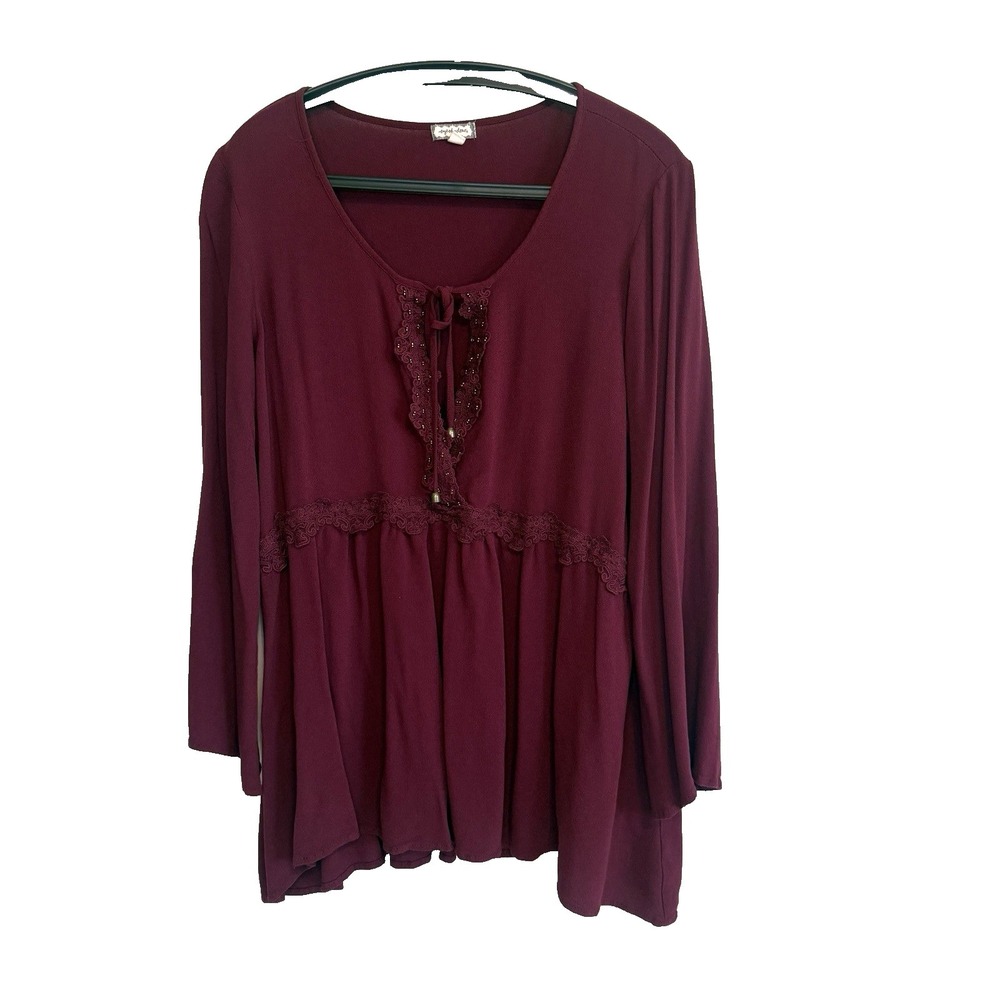 Womens Long Sleeve Flowy Tunic Top 2X Comfortable Fit Office Casual Boho‎ Soft
